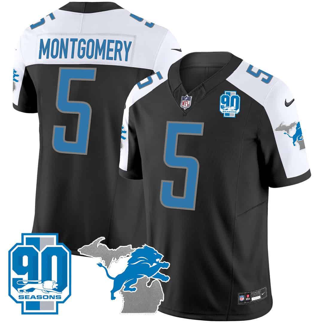 Men Detroit Lions #5 Montgomery Black 2024 Nike 90th Year Michigan Patch Vapor NFL Jersey->indianapolis colts->NFL Jersey